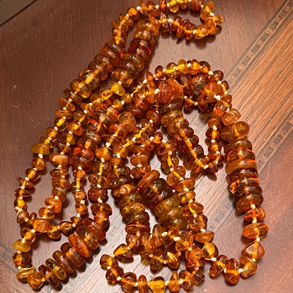 Genuine natural unheated Baltic honey amber long heavy necklace - Picture 11 of 13